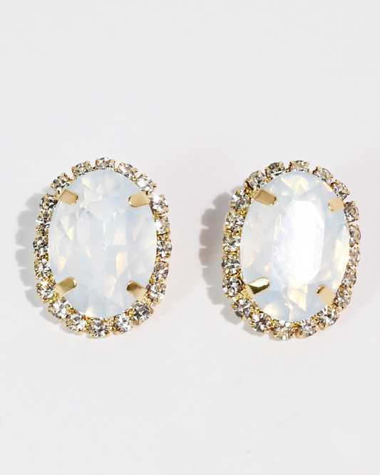 The Sugar Shine Studs with luminous oval gemstones and sparkling crystal accents by TREASURE JEWELS