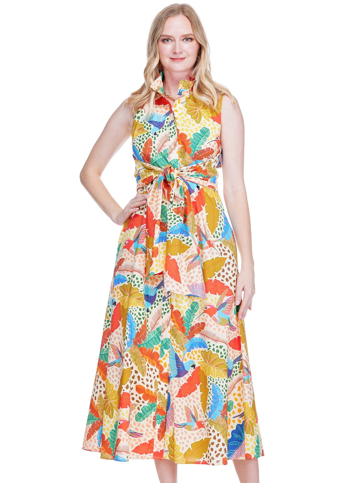 Back Wrap Midi Dress by JADE in vibrant multicolor abstract print, Women's Dresses & Jumpsuits collection