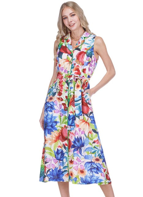 Trimmed Button Flared Dress - Wild Botanica