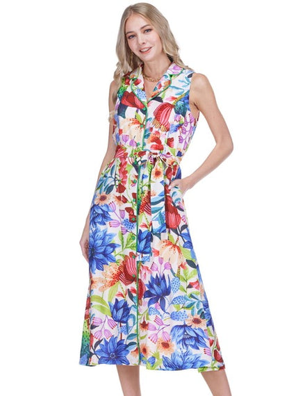 Trimmed Button Flared Dress - Wild Botanica