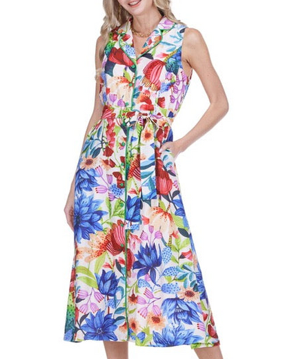 Trimmed Button Flared Dress - Wild Botanica