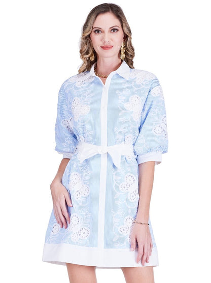 Shirt Dress - Butterfly Embroidery in blue by JADE, curated Women's Dresses & Jumpsuits Fredericksburg TX