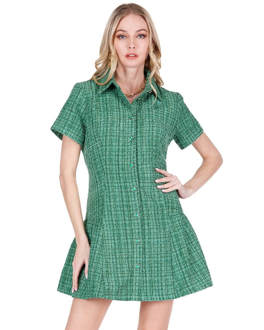 Pleated Hem Buttons Dress