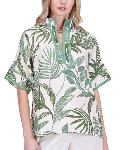 Stand Collar Trim Top - Everleaf