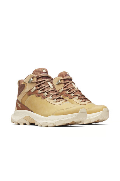 Speed Strike 2 mid shoes, Latte—side profile with lace-up, suede overlays, rubber sole