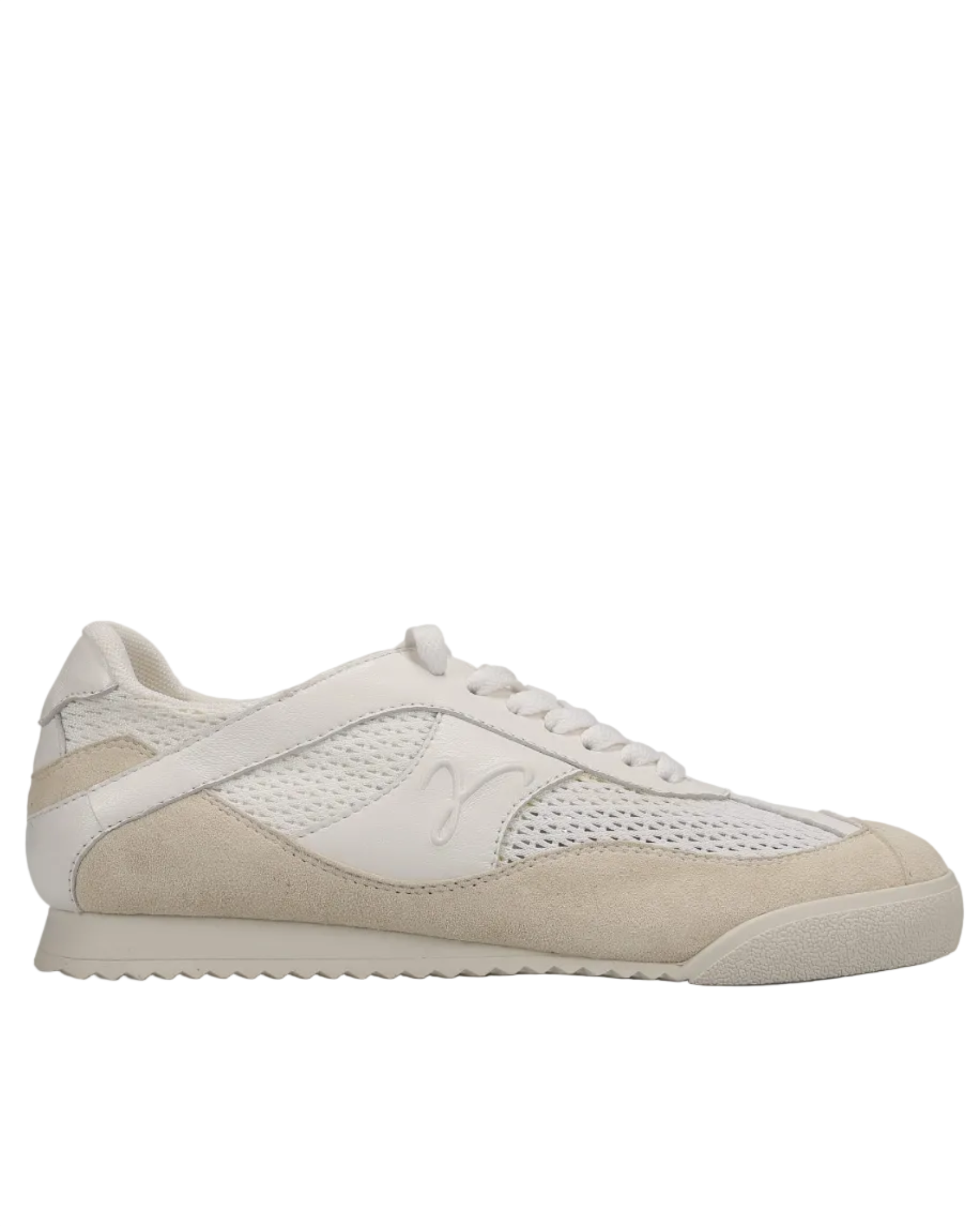 Jasmin - Panna Suede Combo white and beige lace-up sneaker with perforated mesh VANELI