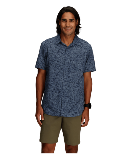 Amp Lite II S/S - Naval Frond Pt blue floral short sleeve shirt by ROYAL ROBBINS