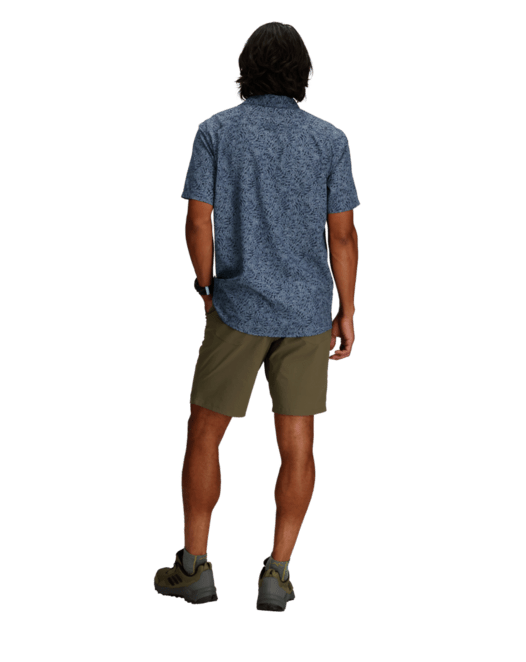 Amp Lite II S/S - Naval Frond Pt blue floral stretch short sleeve shirt by ROYAL ROBBINS