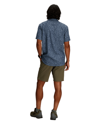 Amp Lite II S/S - Naval Frond Pt blue floral stretch short sleeve shirt by ROYAL ROBBINS