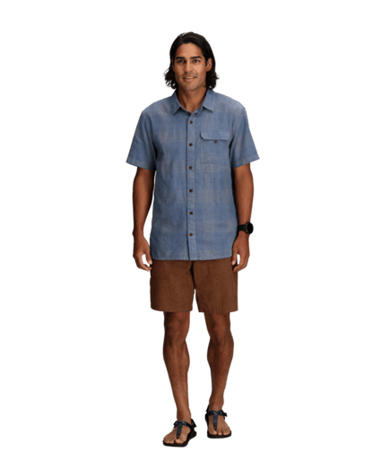 Hempline Spaced S/S - Flint blue men's short sleeve shirt by ROYAL ROBBINS, breathable and durable
