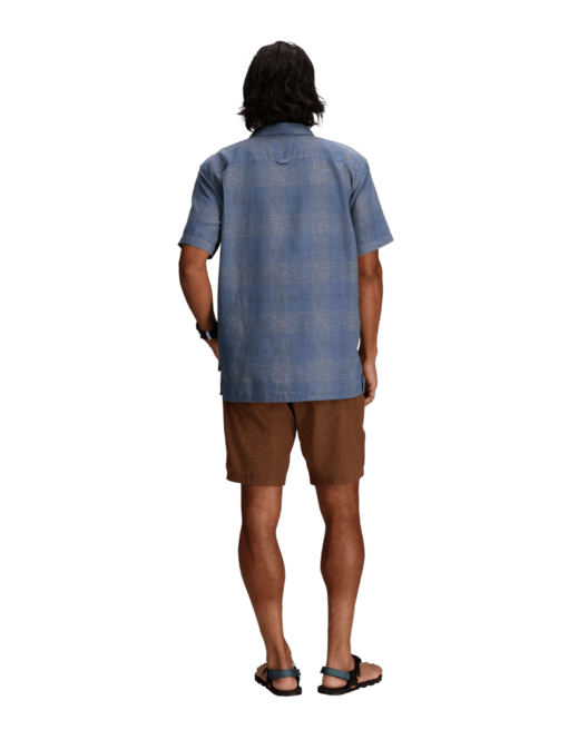 Hempline Spaced S/S - Flint blue short sleeve shirt with moisture wicking by ROYAL ROBBINS