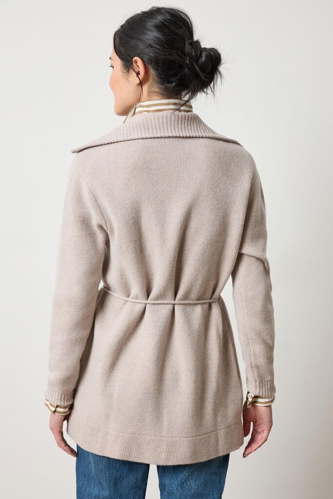 Notch Collar Open Cardigan