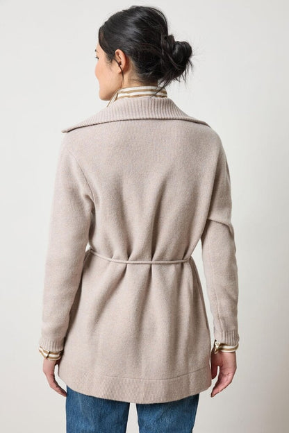 Notch Collar Open Cardigan
