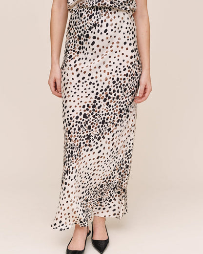 Long Maxi Bias Skirt - Painted Spots Print