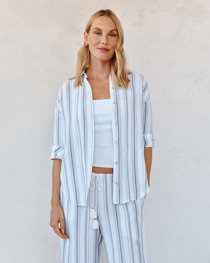 Oversized Clean Shirt - Rosewood Stripe