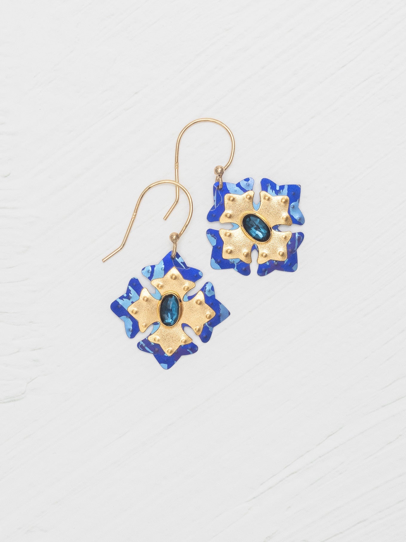 Elizabeth Medallion Earrings - Sapphire Blue