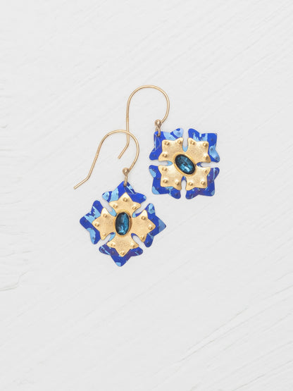 Elizabeth Medallion Earrings - Sapphire Blue