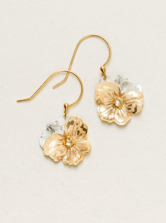 Garden Pansy Drop Earrings - Champagne floral design by HOLLY YASHI, Women's Jewelry HCO