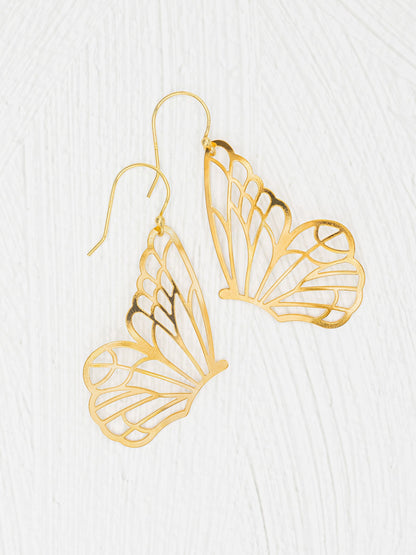 Vanessa Butterfly Wing Earrings - Gold filigree butterfly design by HOLLY YASHI Women's Jewelry HCO