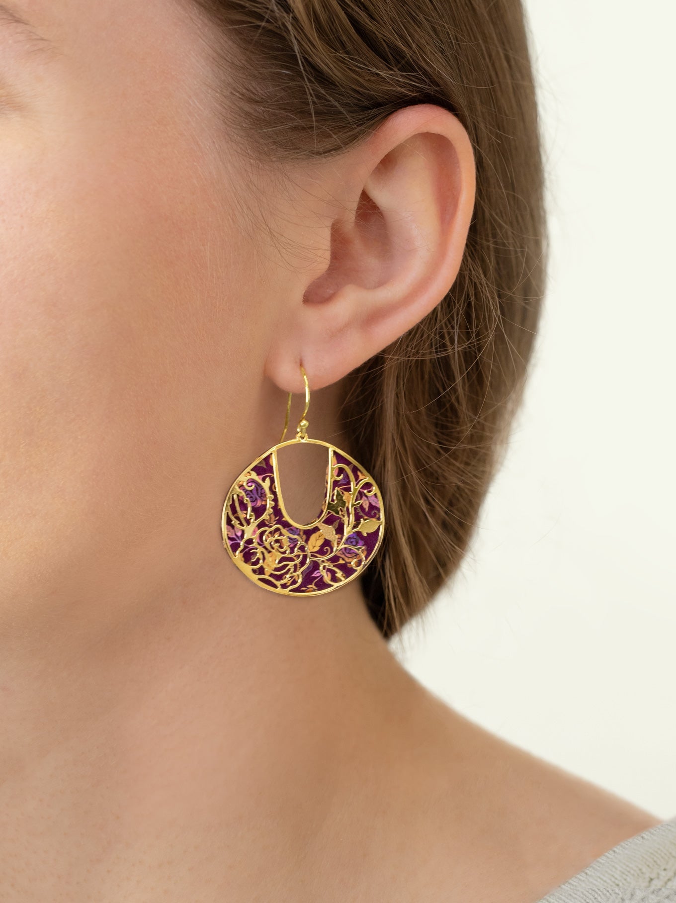Climbing Rose Earrings - Vintage Burgandy floral filigree by HOLLY YASHI Women's Jewelry HCO