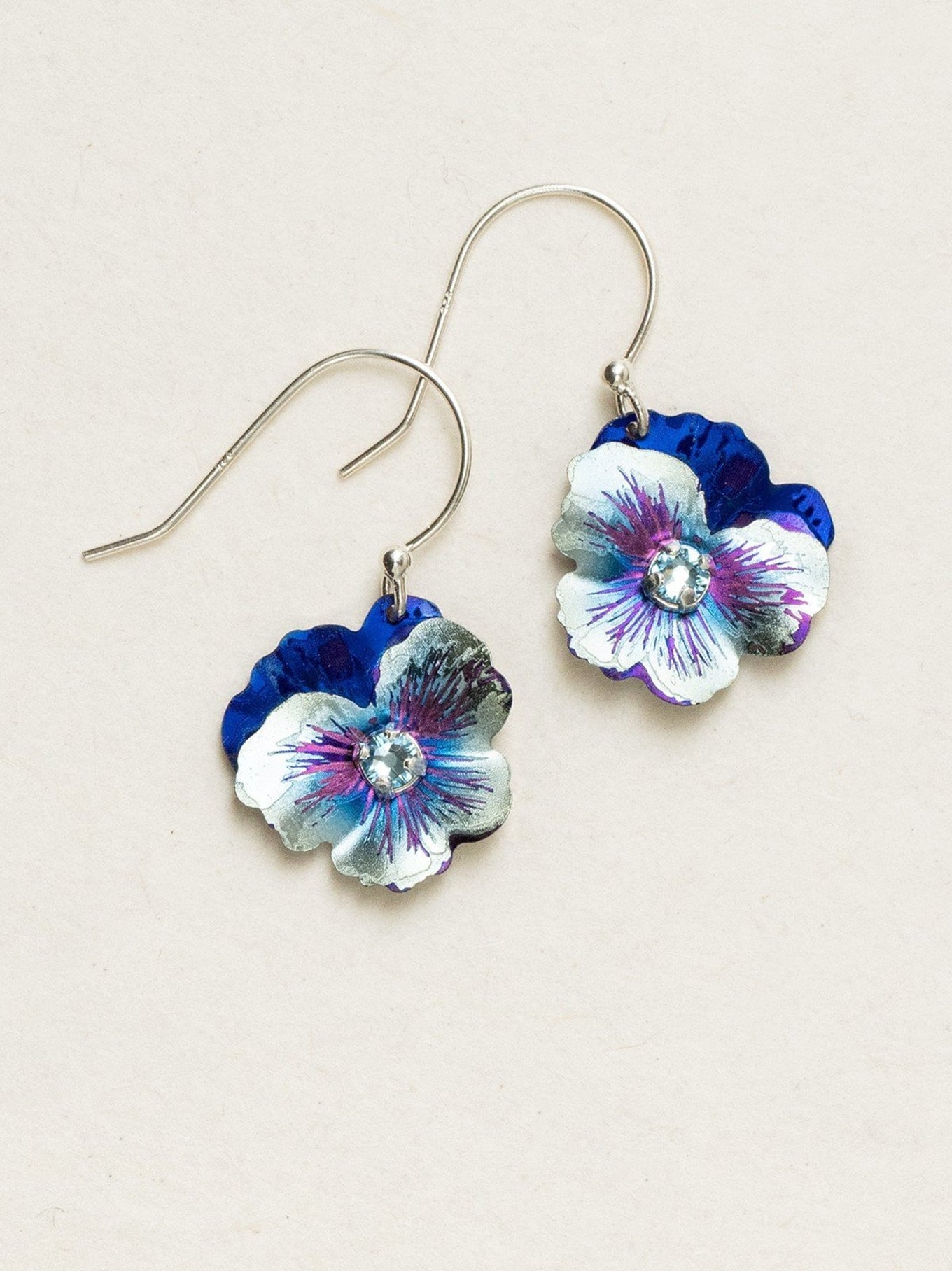 Garden Pansy Drop Earrings - Bonnie Blue, delicate floral design by HOLLY YASHI, Women's Jewelry HCO
