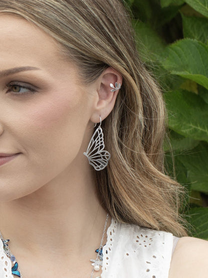 Vanessa Butterfly Wing Earrings - Silver by HOLLY YASHI, lightweight artisan Women's Jewelry HCO