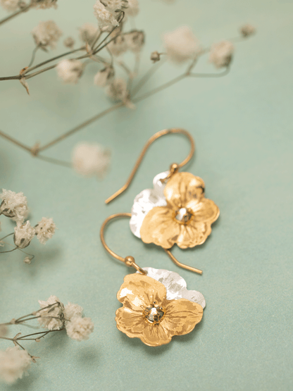 Garden Pansy Drop Earrings - Champagne floral design by HOLLY YASHI, Women's Jewelry HCO