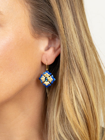 Elizabeth Medallion Earrings - Sapphire Blue