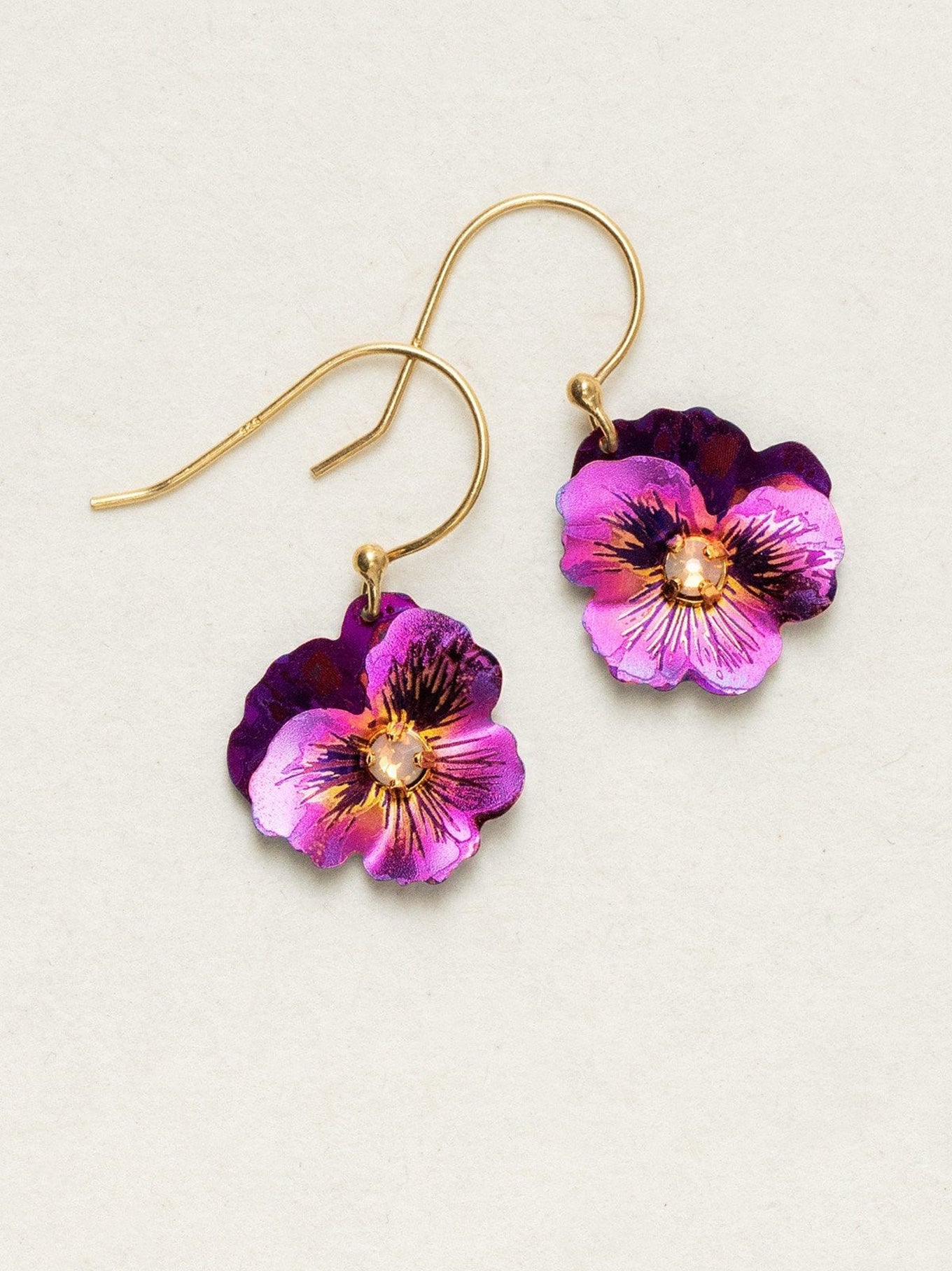 Garden Pansy Drop Earrings - Sparkling Fuchsia floral design by HOLLY YASHI, Women's Jewelry HCO