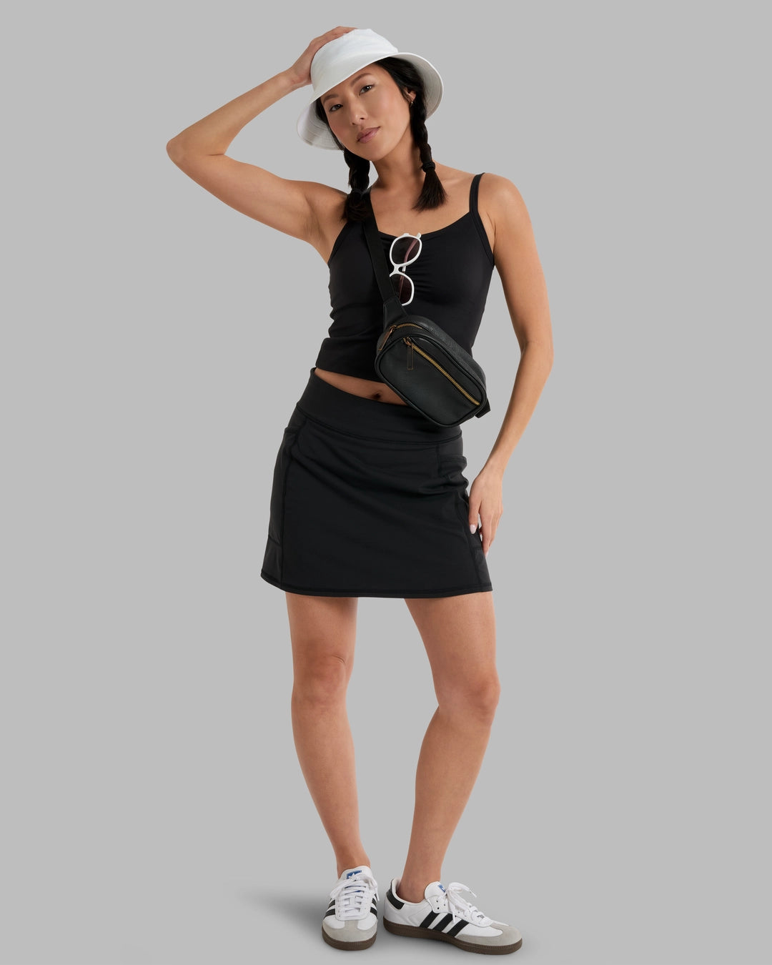 Kush Skort - Black in moisture-wicking stretch fabric with hidden shorts, KUHL Women's Skirts