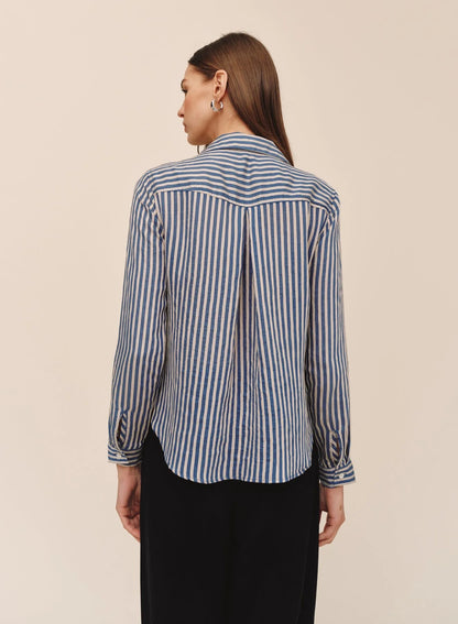 Seamed Button Down - Vintage Navy Stripe
