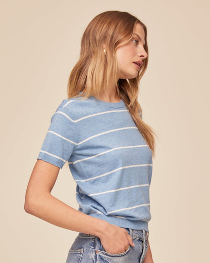 Short Sleeve Crew Neck Knit Top