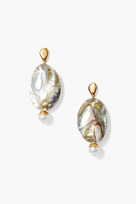 18K Gp Ss Capped Fwp Post Earring with abalone shell and freshwater pearl, CHAN LUU Women's Jewelry HCO