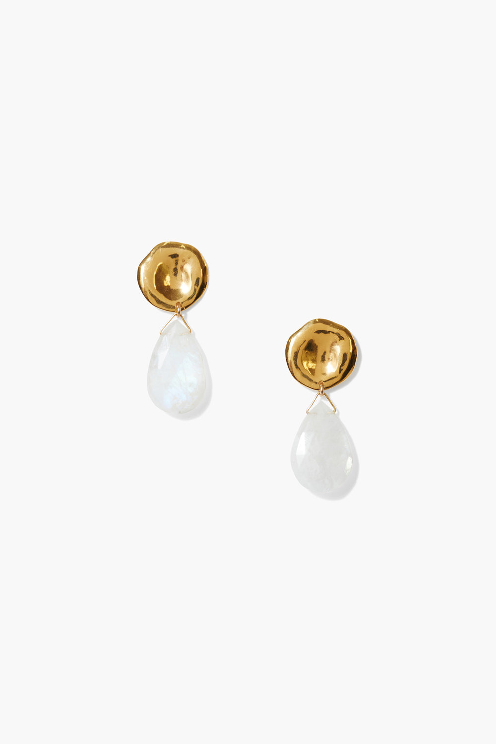 Faceted Teardrop 18K Gp Ss Coin Post Earring with white stone drop, CHAN LUU Women's Jewelry HCO