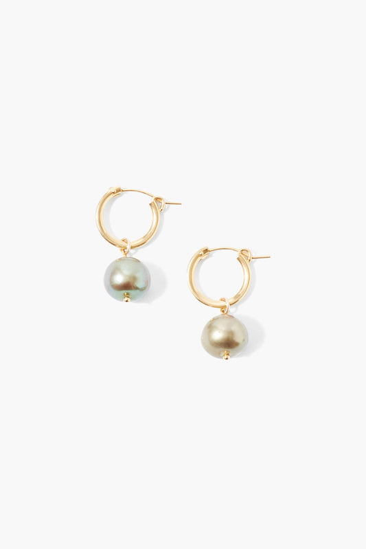18K Gp Ss Hoop Earring with peacock green pearl by CHAN LUU, Women's Jewelry, HCO boutique