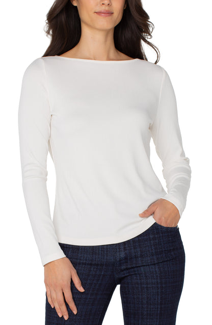 Long Sleeve Boat Neck Knit Top