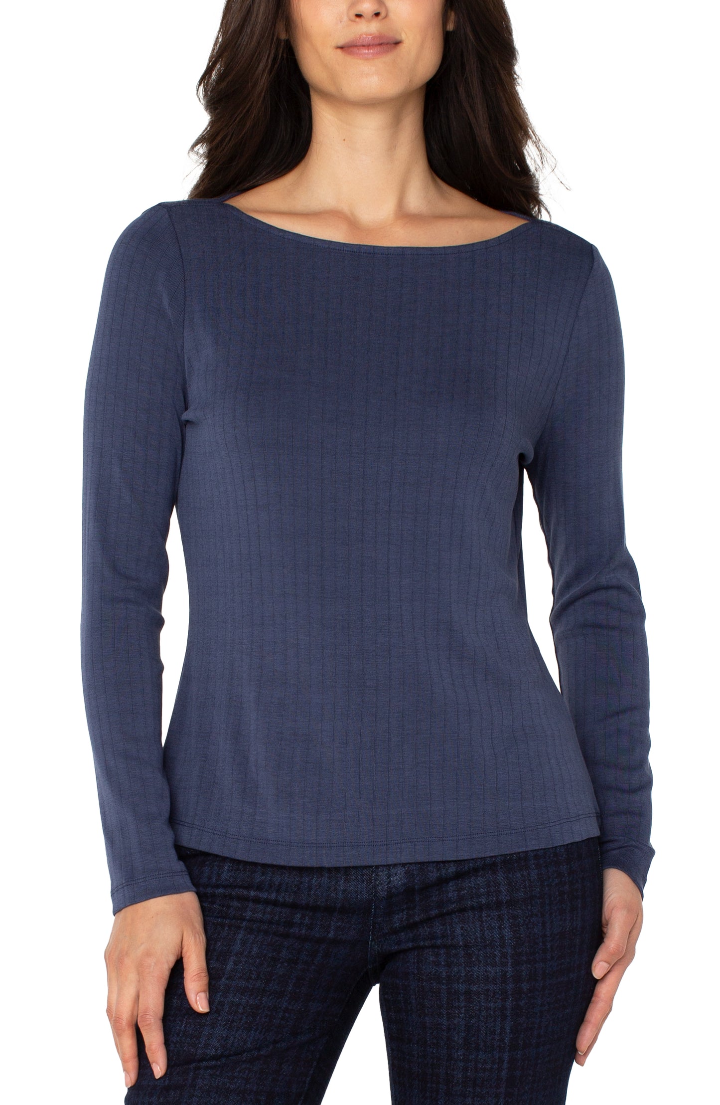 Long Sleeve Boat Neck Knit Top