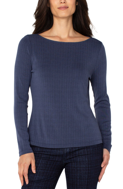 Long Sleeve Boat Neck Knit Top