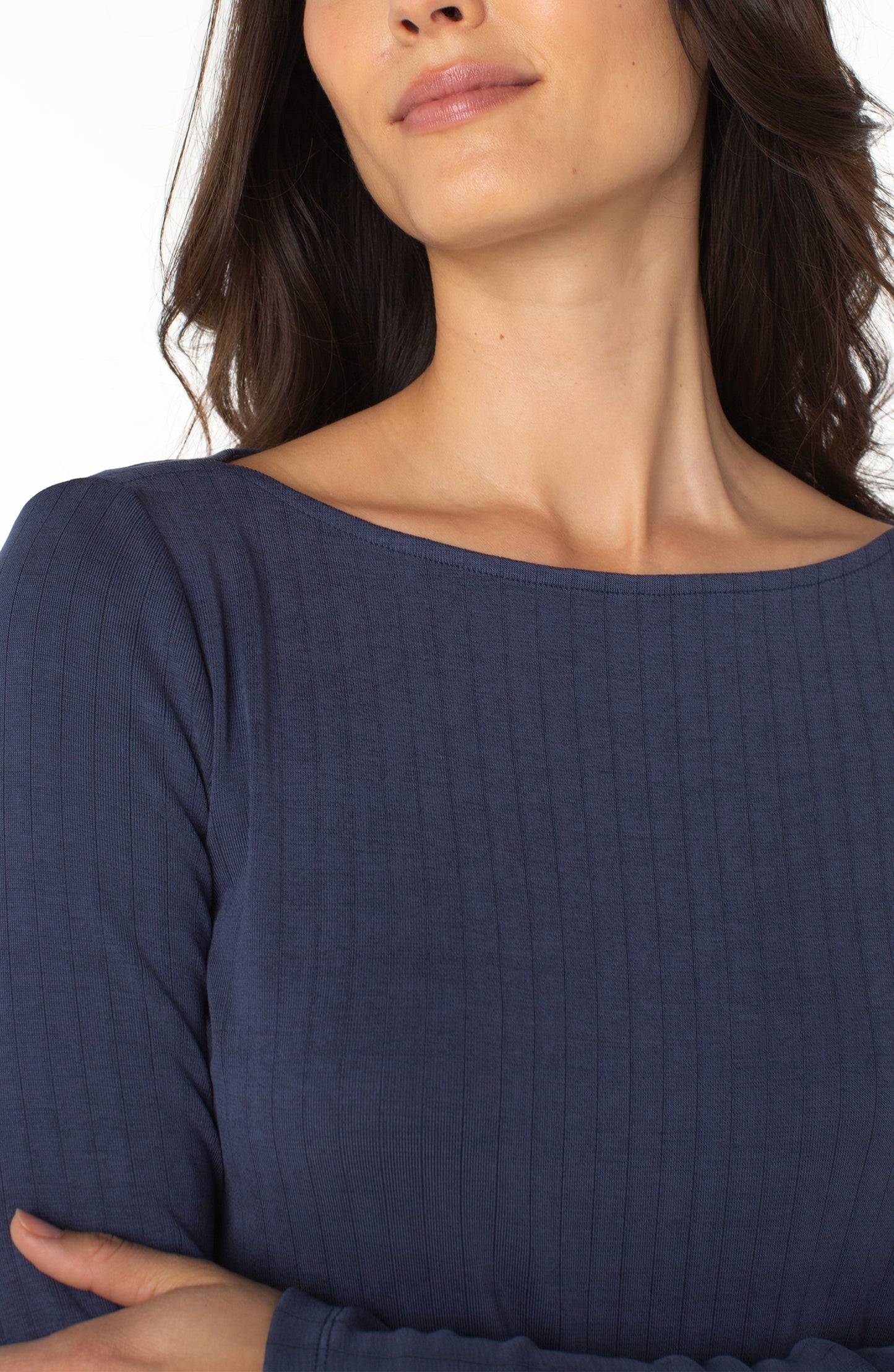 Long Sleeve Boat Neck Knit Top