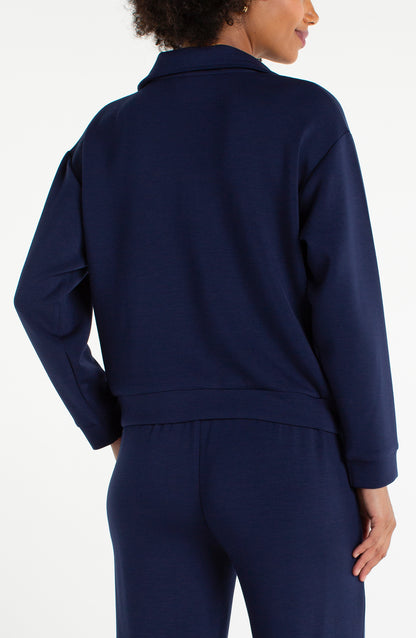 HALF ZIP POPOVER LONG SLEEVE TOP