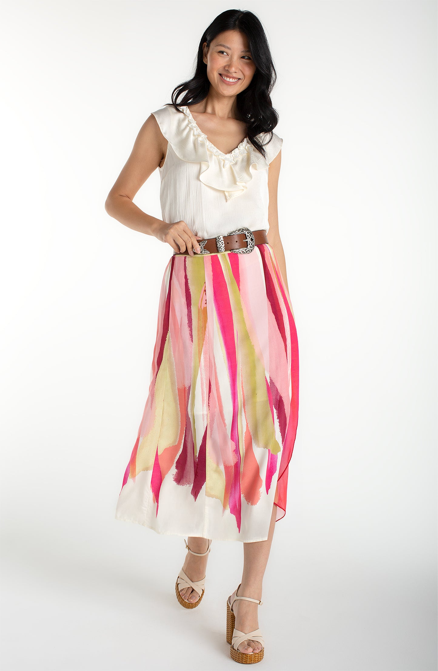 Pull On Woven Maxi Skirt
