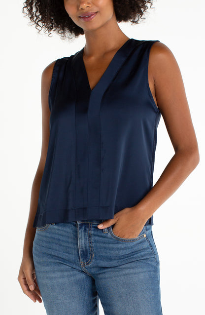 Slvls V-Neck Woven-To-Knit Top