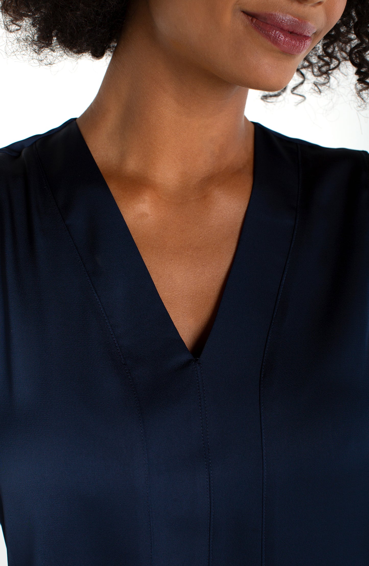 Slvls V-Neck Woven-To-Knit Top