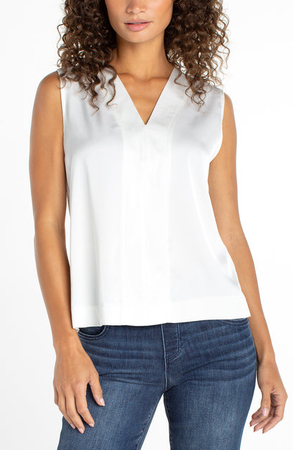Slvls V-Neck Woven-To-Knit Top