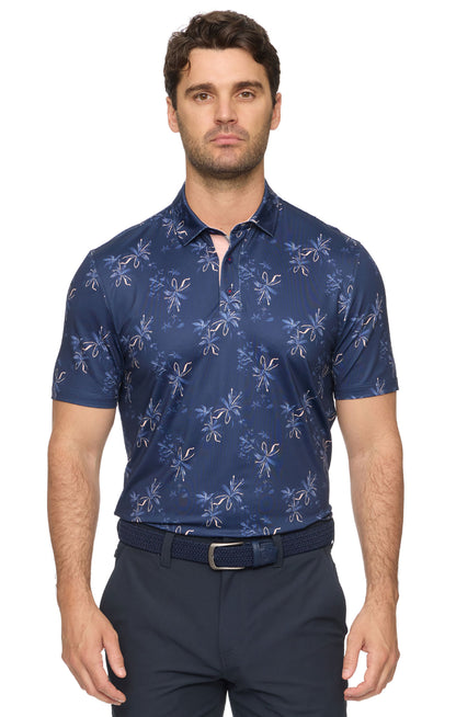 Kingman SS Floral Print Performance Polo