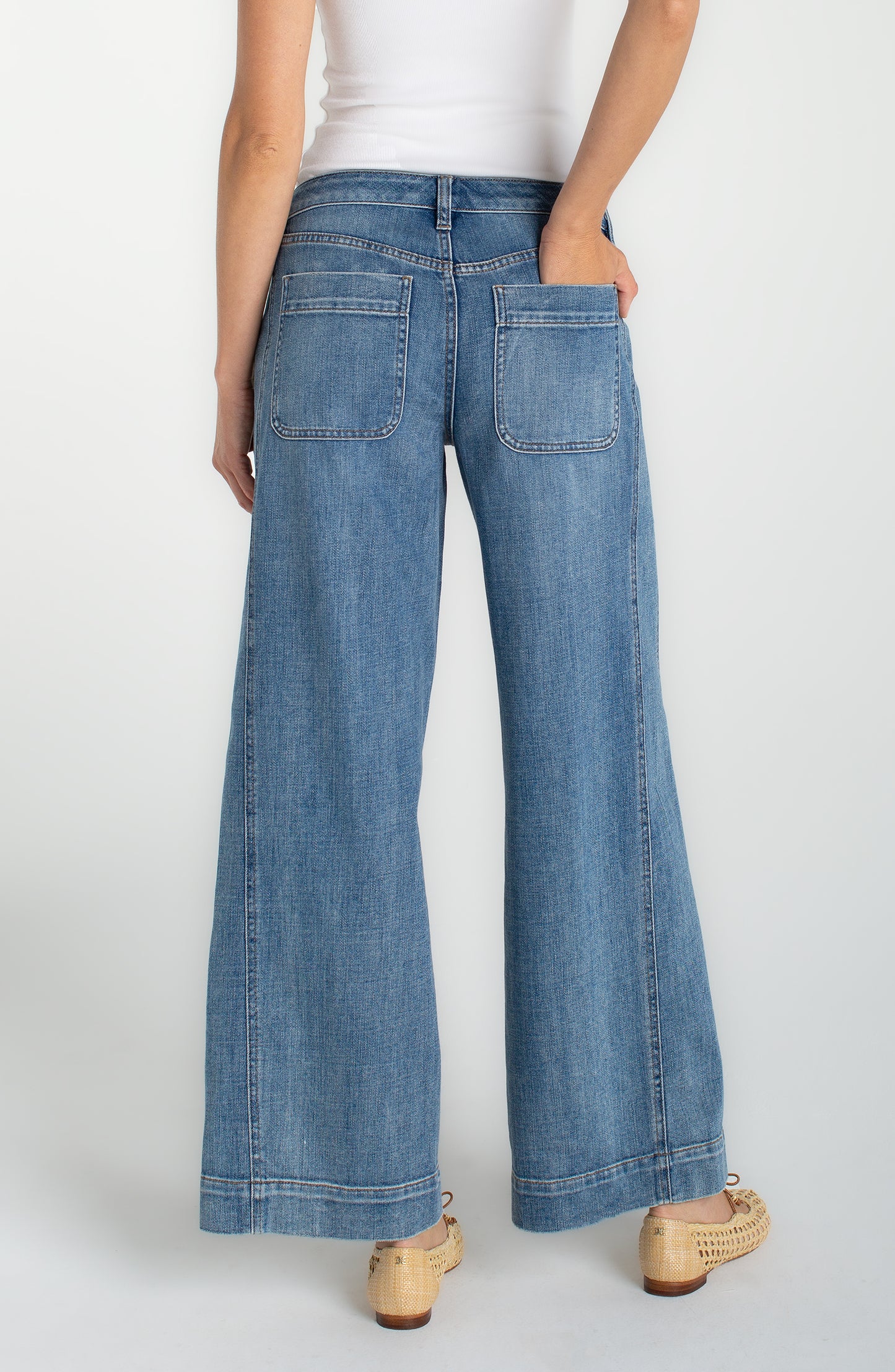 Stride Wide Leg w/Utility Details 30' Inseam in blue denim from LIVERPOOL LOS ANGELES at HCO FBG