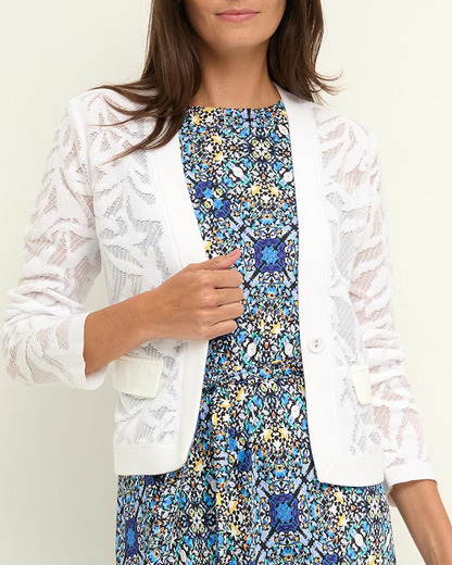 Garden Lace Jacket in white floral sheer knit, NIC AND ZOE, women's jackets from HCO Fredericksburg