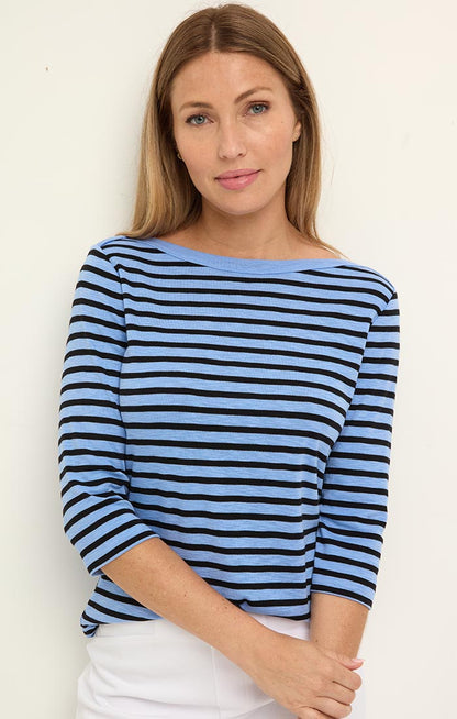 3/4 Sleeve Stripe Envelope Boat Tee