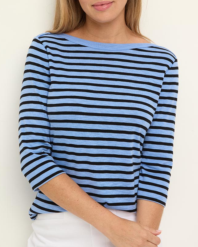3/4 Sleeve Stripe Envelope Boat Tee