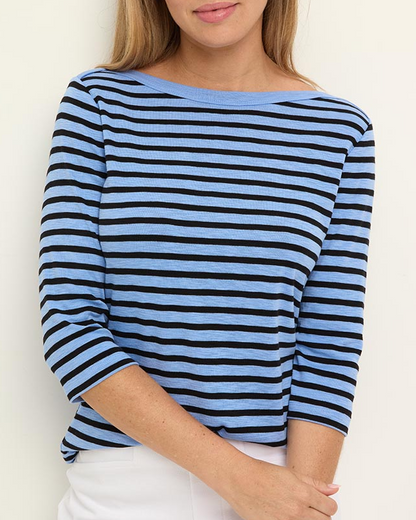 3/4 Sleeve Stripe Envelope Boat Tee